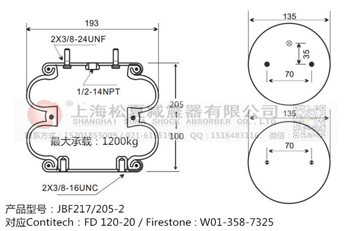 JBF217/205-2橡膠<a href='http://m.hzfyx.com/' target='_blank'><u>空氣彈簧</u></a>