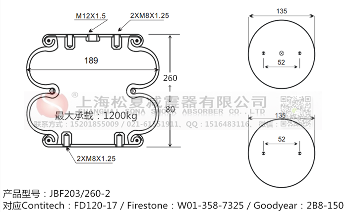 JBF203/260-2橡膠<a href='http://m.hzfyx.com/' target='_blank'><u>空氣彈簧</u></a>