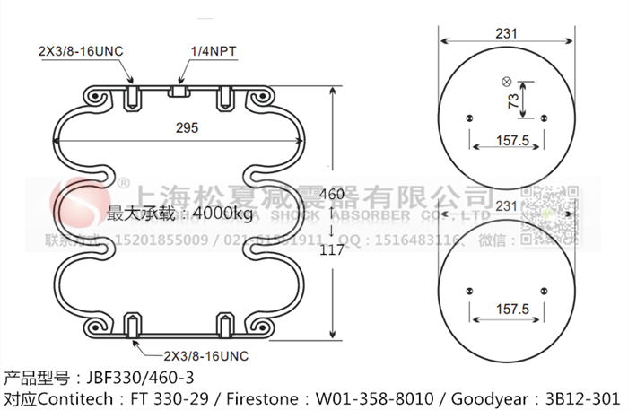 JBF330/460-3橡膠<a href='http://m.hzfyx.com/' target='_blank'><u>空氣彈簧</u></a>